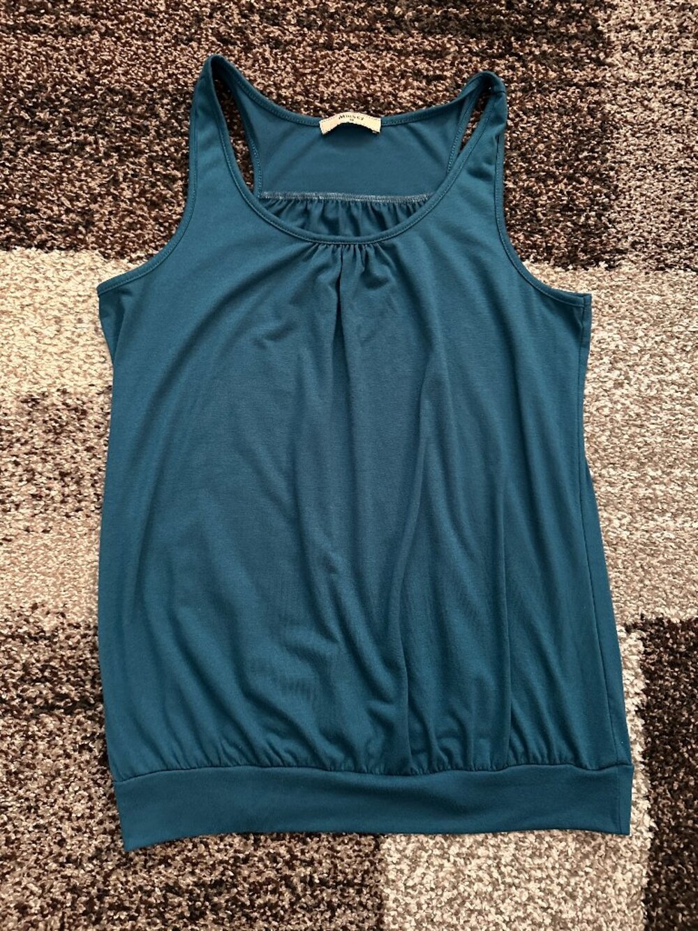 MIUSEY (M) Teal Blue Green Blouson Racerback Tank Loose Workout Soft Yoga